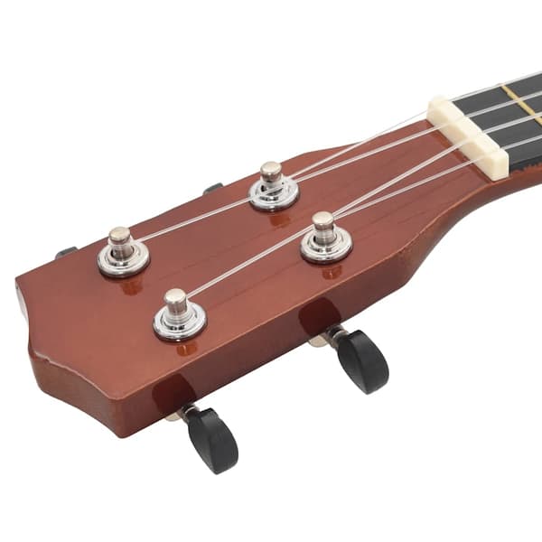 Ukulele med väska för barn sopran mörkt trä 21"