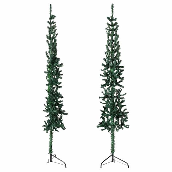 Smal halv plastgran med stativ grön 240 cm