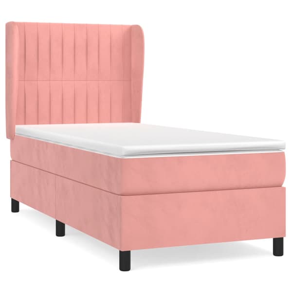 Ramsäng med madrass rosa 90x200 cm sammet