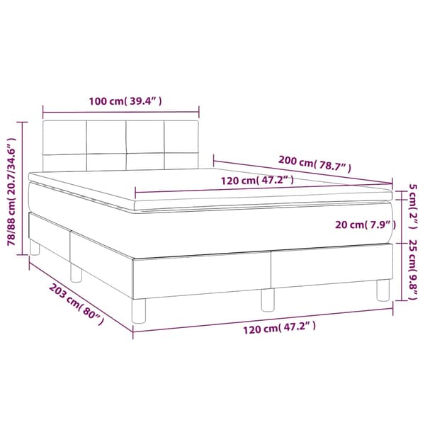Ramsäng med madrass mörkblå 120x200 cm sammet