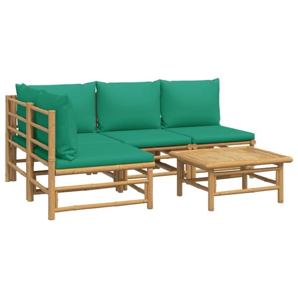 Loungegrupp 5 delar gröna dynor bambu