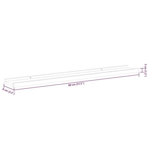 Tavellist 2 st vit 80x9x3 cm MDF