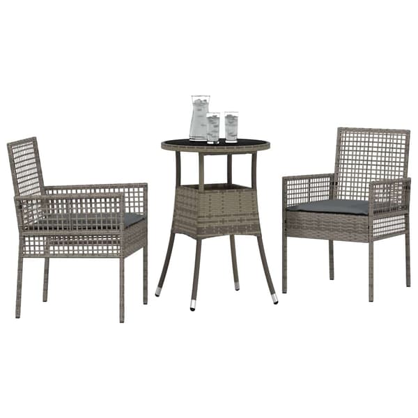 Trädgårdsmöbelset 3 pcs Grå konstrotting