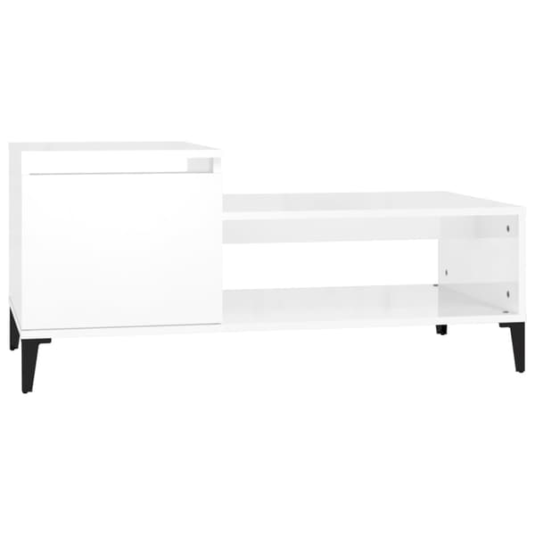 Soffbord vit högglans 100x50x45 cm konstruerat trä