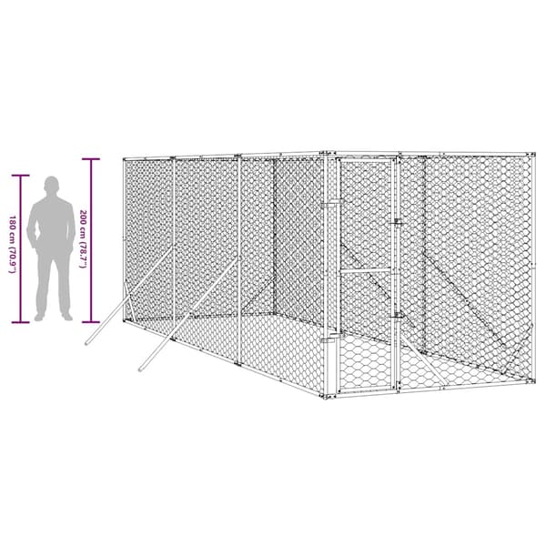 Hundgård för utomhusbruk silver 2x6x2 m galvaniserat stål