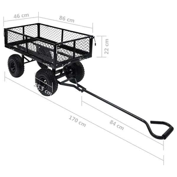 Trädgårdsvagn svart 250 kg