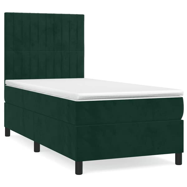 Ramsäng med madrass mörkgrön 80x200 cm sammet