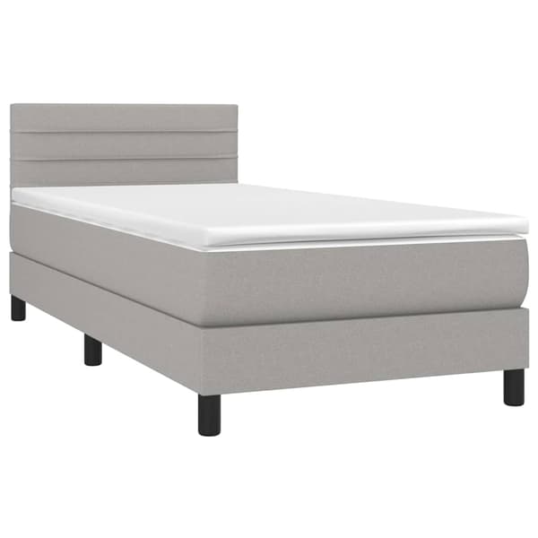 Ramsäng med madrass & LED ljusgrå 100x200 cm tyg