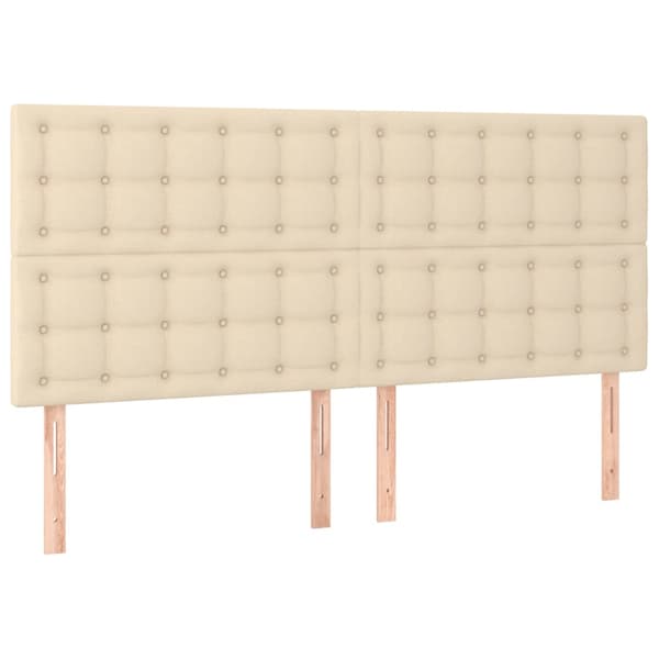Sänggavel LED gräddvit 160x5x118/128 cm tyg