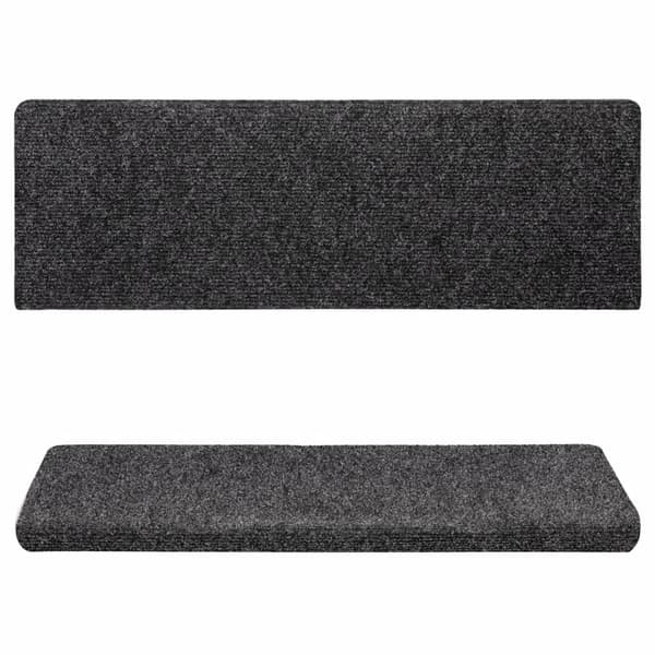 Trappmattor självhäftande 15 st 65x21x4 cm mörkgrå rektangulär kant