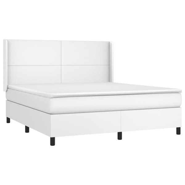 Ramsäng med madrass vit 160x200 cm konstläder