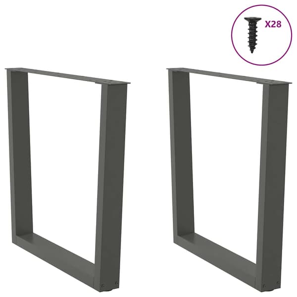 Matbordsben V-formade 2 st antracit 80x(72-73,3) cm stål