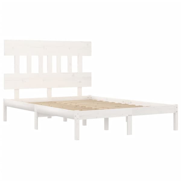 Sängram vit massivt trä 200x200 cm