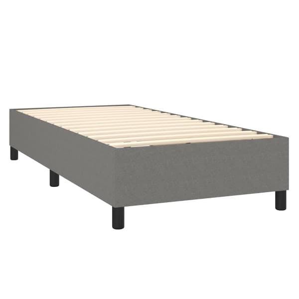 Ramsäng med madrass mörkgrå 90x200 cm tyg