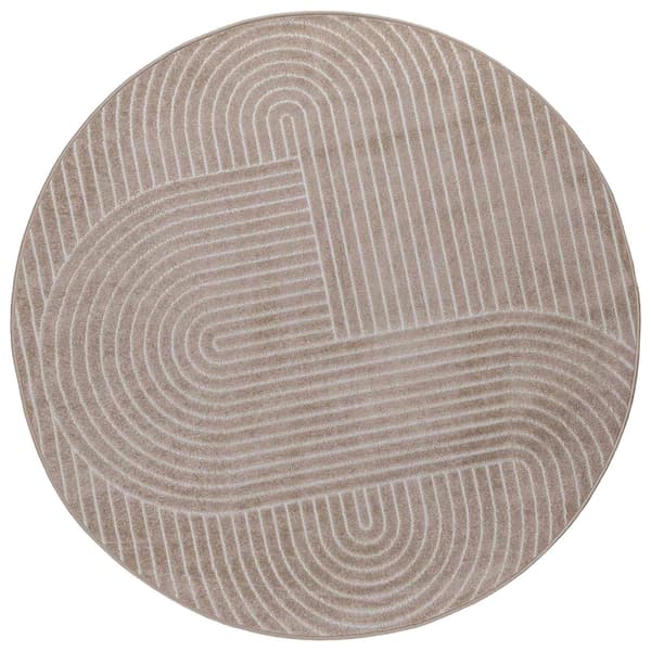 Områdesmattor Rund PALMERAS Beige Ø 120 CM Polyester