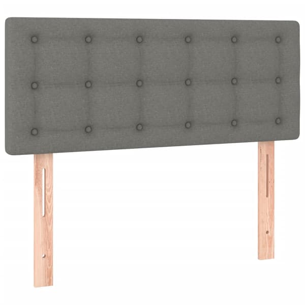 Ramsäng med madrass & LED mörkgrå 120x200 cm tyg