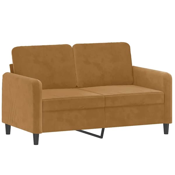 2-sitssoffa med prydnadskuddar brun 120 cm sammet
