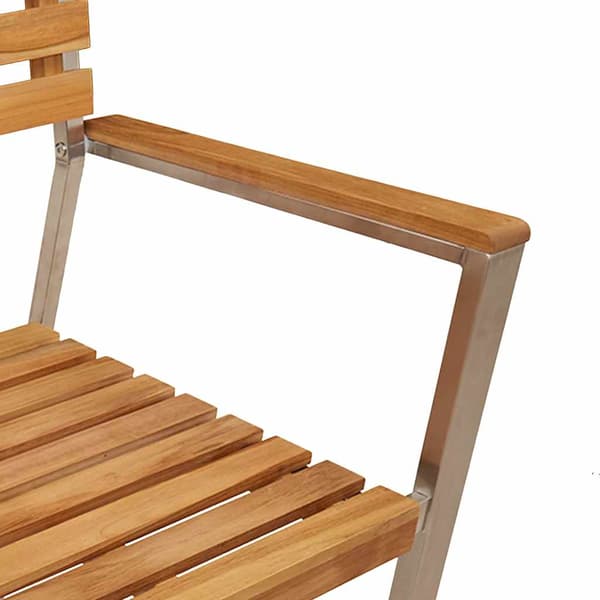 Trädgård Stol 2 pcs Massivt teakträ och rostfritt stål