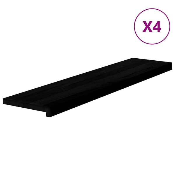 Trappstegsmattor 4 pcs brunsvart 110x25x2 cm massiv ek