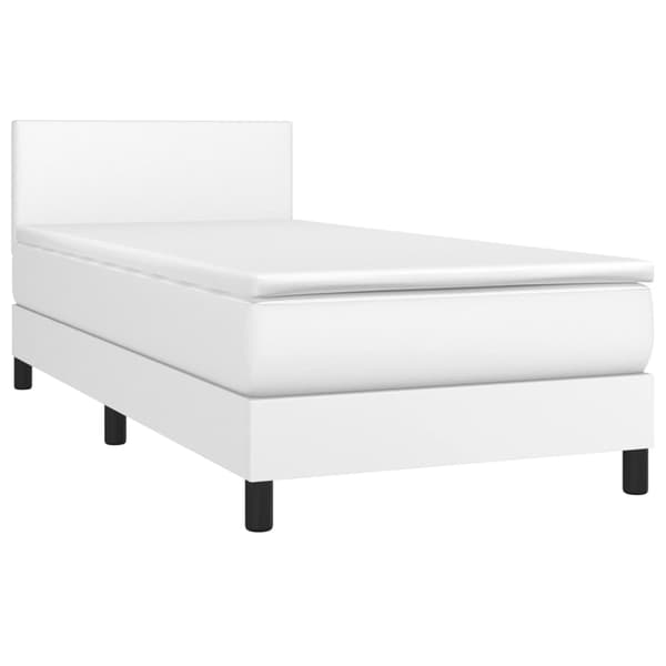 Ramsäng med madrass vit 90x200 cm konstläder