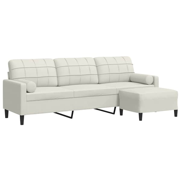3-sitssoffa med fotpall gräddvit 210 cm sammet