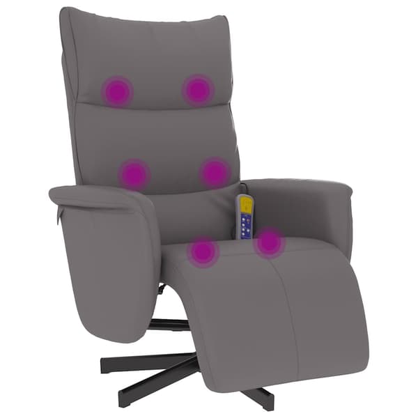 Massagefåtölj med fotstöd grå konstläder