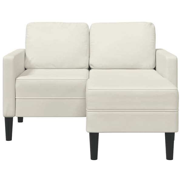 2-sitssoffa med schäslong L-formad gräddvit 125 cm sammet
