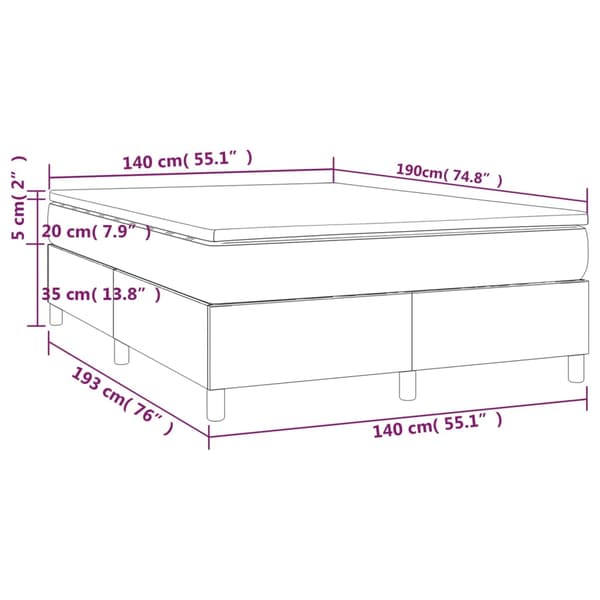Ramsäng med madrass svart 140x190 cm sammet