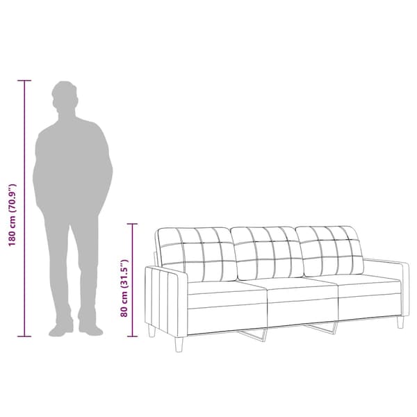 3-sitssoffa vinröd 180 cm tyg
