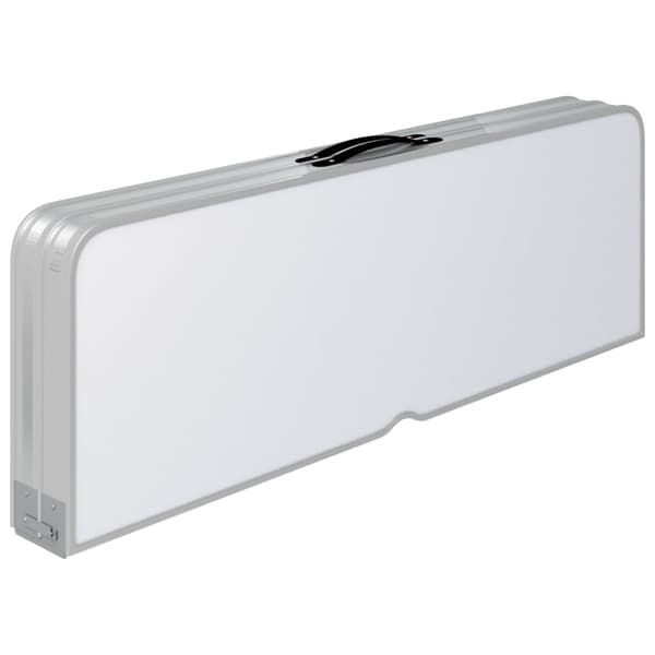Hopfällbart campingbord med 2 bänkar aluminium vit
