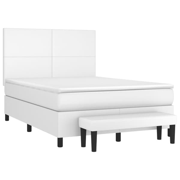 Ramsäng med madrass vit 140x190 cm konstläder