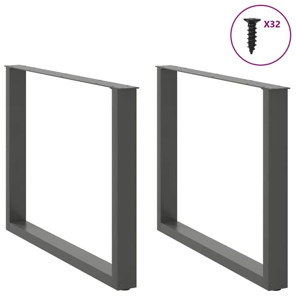 Matbordsben U-formade 2 st antracit 100x(72-73) cm stål