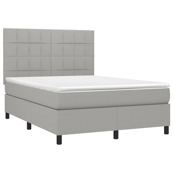 Ramsäng med madrass ljusgrå 140x190 cm tyg