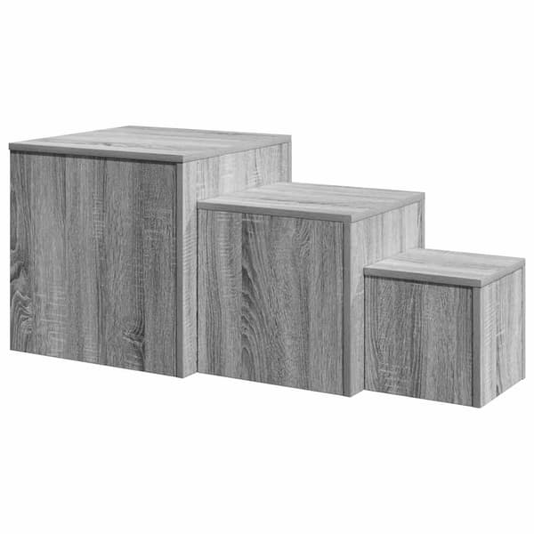 Sidobord 3 st grå sonoma konstruerat trä