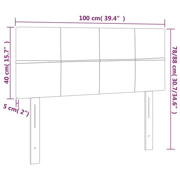 Sänggavel mörkgrå 100x5x78/88 cm sammet