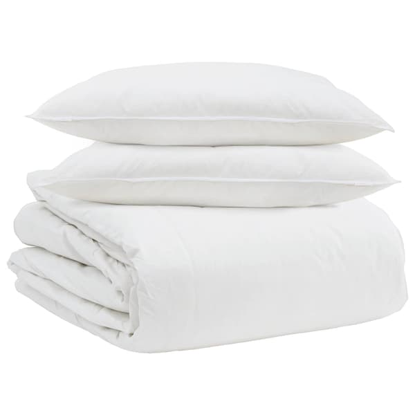 Täckeset med kudde 3 pcs Vit Dunfjäder