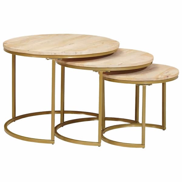 Nesting Kaffe Bord 3 pcs Brun Massivt Mangoträ och stål
