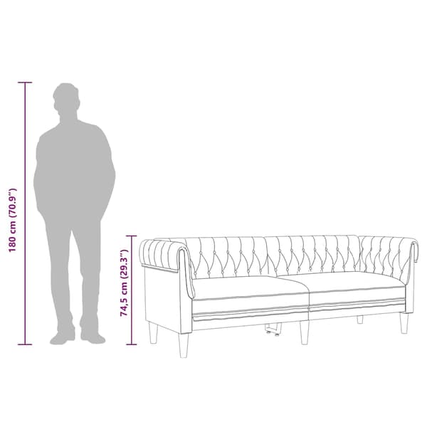Chesterfieldsoffa 3-sits taupe tyg