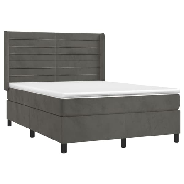 Ramsäng med madrass mörkgrå 140x190 cm sammet