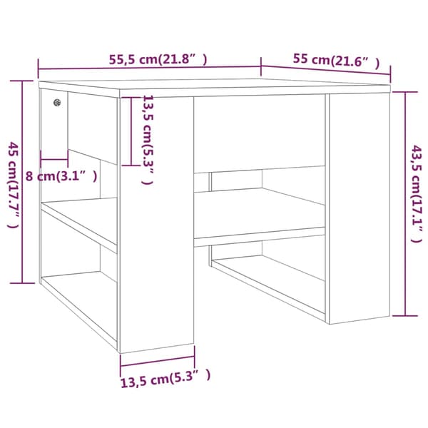Soffbord vit 55,5x55x45 cm konstruerat trä