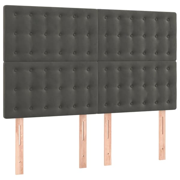 Ramsäng med madrass & LED mörkgrå 140x190 cm sammet