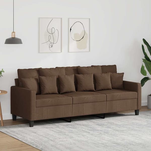 3-sitssoffa brun 180 cm tyg