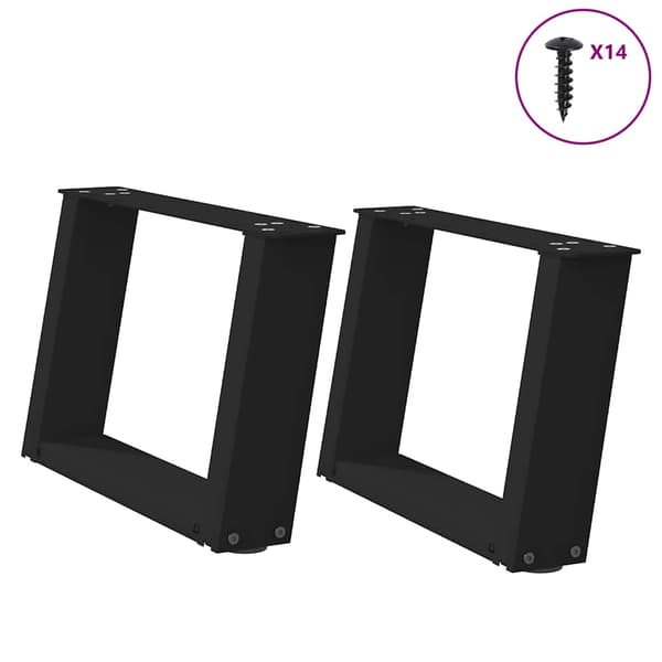 Soffbordsben U-formade 2 st svarta 50x(30-31) cm stål