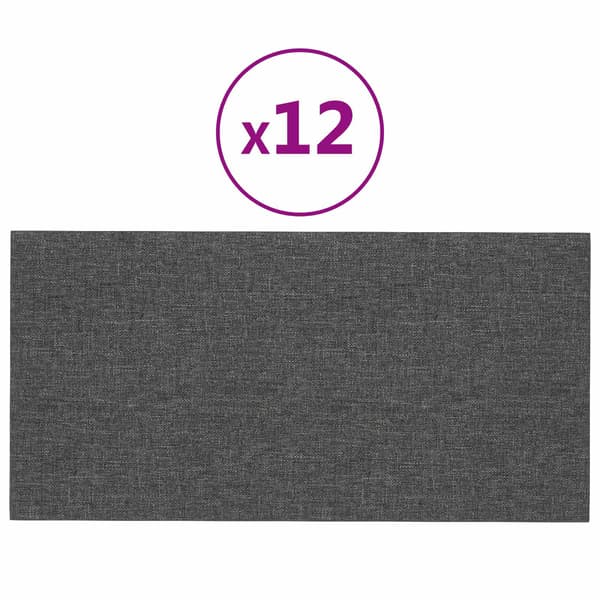 Väggsänggavel 12 pcs Mörkgrå 60 x 30 cm tyg