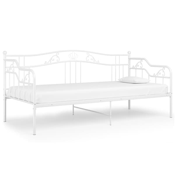Sängram bäddsoffa vit metall 90x200 cm