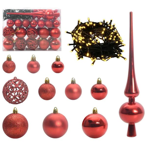 Julprydnad Set med 150 LED-lampor 61 pcs Röd Plast