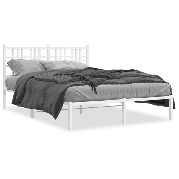 Sängram med huvudgavel metall vit 140x190 cm