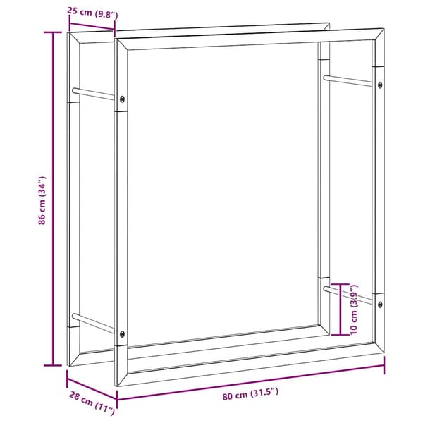 Vedställ matt svart 80x28x86 cm stål