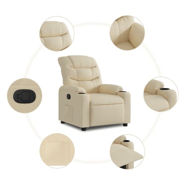 Reclinerfåtölj gräddvit tyg