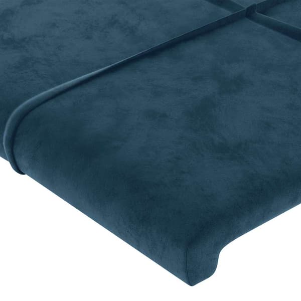 Sänggavel mörkblå 200x5x118/128 cm sammet